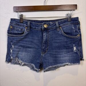 STS Aubrey High Rise Woman's Denim Shorts Size 30 Blue Distressed Raw‎ Hem Beach